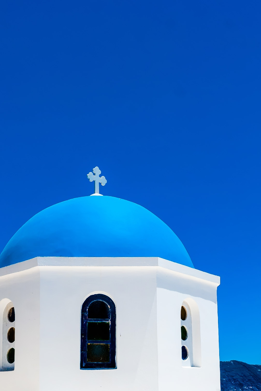 Blue church dome in Santorini
